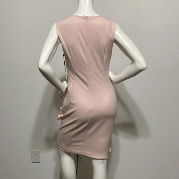 Calvin Klein NWT Petal Asymmetric Ruffle Scuba Crepe Sheath Dress Size 4 - Picture 6 of 7